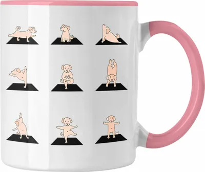 Produktbild von Trendation - Hunde Yoga Tasse Lustig Geschenk Hunde Yoga-Posen Sport Geschenkidee Sport (Rosa)