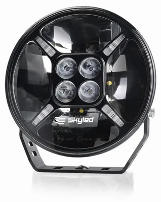 Produktbild von SKYLED Cosmo 9X LED Fernscheinwerfer Rund 9 Zoll, 120W Zusatzscheinwerfer mit Positionslicht Weiß/Orange, ECE R112 Straßenzulassung Ref. 45, FULL LED Frontscheinwerfer für LKW PKW SUV, 12V 24V