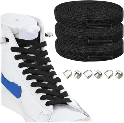 Imagen del producto de Cordones planos elásticos de 8 mm, sin necesidad de atar, para niños y adultos, ideales para zapatillas deportivas