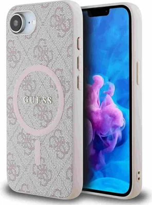 Produktbild von Guess 4G Ring Classic Logo MagSafe - Hülle für iPhone 16e (Pink)