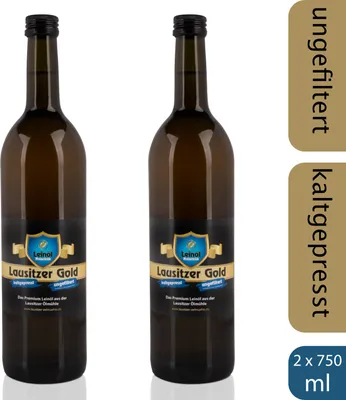 Produktbild von 2 x Lausitzer Leinöl - Lausitzer Gold (kaltgepresstes ungefiltertes Premium Leinöl), 2x 750ml