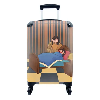 Produktbild von MuchoWow® Koffer Handgepäck Trolley Rollkoffer Kleine Reisekoffer mit 4 Rollen - Illustration zum Muttertag zum Vorlesen - Cabin Size < 55x40x23 cm & 55x40x20 cm - Fotokoffer - Kabinenkoffer - Boardgepäck - Reise-Box - Reisekoffer - Reisegepäck - Koffer mit Bild - Trolley für Kinder