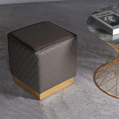 Produktbild von Daseloba - Pouf, 38x38x38h cm Taupe Grau, Steppbezug in Kunstleder