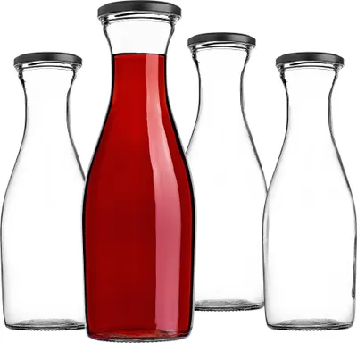 Immagine prodotto di Caraffa in vetro KADAX da 1 litro, bottiglie in vetro con tappo a vite, caraffa vuota da riempire, bottiglie per liquori, caraffa per acqua in vetro, bottiglie per acqua e succhi di frutta