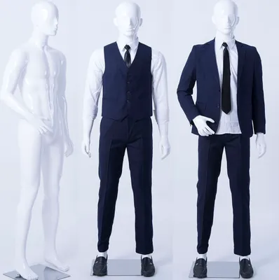 Produktbild von Eurotondisplay LM2-B schöne stehende männliche abstrakte weiß glänzend lackierte Schaufensterpuppe Mann Schaufensterfigure male mannequin white