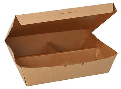 Produktbild von Lunchboxen, Pappe 3-geteilt 600 ml 5 cm x 14,8 cm x 18,3 cm braun