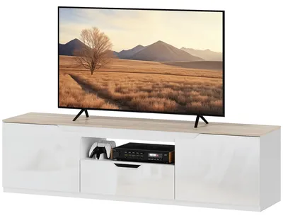 Produktbild von HOMCOM Hochglanz TV-Lowboard für Fernseher bis 65'', 3 Fächer, Schublade