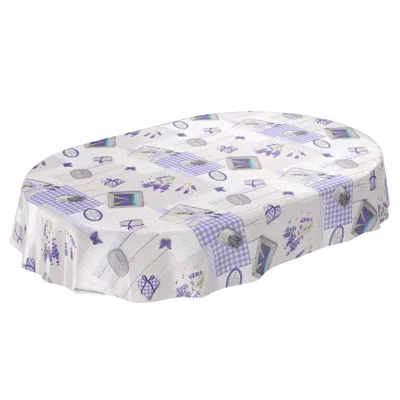 Produktbild von Tischdecke Wachstuch Retro Grau Robust Wasserabweisend Oval Breite 140 cm Länge 180 cm
