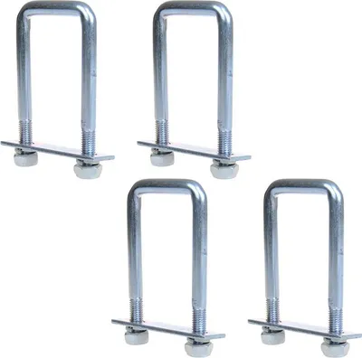 Produktbild von 4x Bügelschraube Inkl. Muttern, Gegenplatte M10 Bügel Zurrösen Zurrbügel U-Bügel 40x110mm Anhänger und Zubehör Eckig