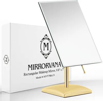 Standspiegel 25x18 cm gold – freistehend für Make-up & Rasur