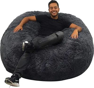 Produktbild von XXL-Sitzsack aus Kunstfell, Bezug maschinenwaschbar 140 cm, Grau