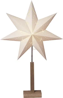 Produktbild von Best Season Standleuchte Stern "Karo" Material: Holz / Papier, Farbe beige, Höhe ca. 70, 232-01