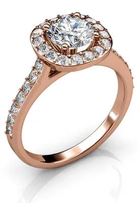 Image de Bague "Cushy" en laiton avec cristal, plaquée or 18 carats