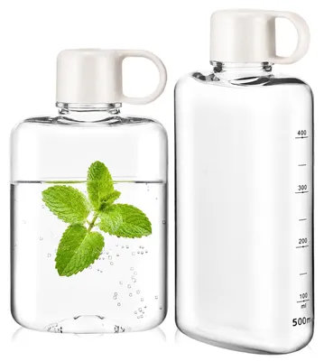 Immagine prodotto di Set di 2 bottiglie d'acqua in plastica trasparente (Tritan), da 500 ml e 360 ml