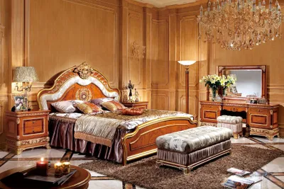 Produktbild von Schlafzimmer Komplett Set  Kommode Schminktisch Bett Garnitur Barock Rokoko E62