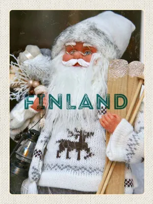 Immagine prodotto di vianmo Insegna in legno 40x30 cm Finnland Weihnachten Weihnachtsmann