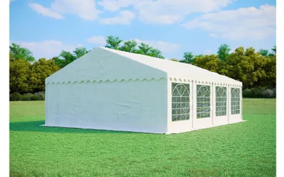 Image de Tente de réception 6x8 m STANDARD PLUS – PVC 500 g/m² à traitement ignifuge, tubes en acier galvanisé Ø38 mm, jusqu’à 96 personnes - Blanc