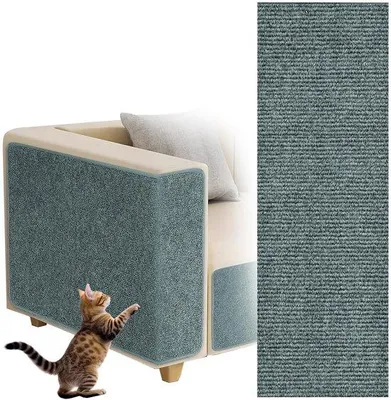 Produktbild von Selbstklebende Krabmat für Katzen, 40 x 100 cm, schneidbar, Wandkrabplatten, Schutz vor Kratzern auf Sofas (hellgrau)