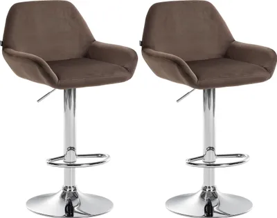 Produktbild von CLP 2er Set Barhocker Braga Samt drehbar und höhenverstellbar braun Material Gestell Metall in Chromoptik