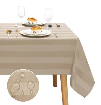 Obrázok produktu pre Umývateľná obrus, farba khaki, pruhovaná, 135 x 200 cm, vodeodolná, materiál: polyester