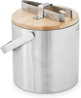 Produktbild von Nordic Eiskübel, Eisbehälter, Edelstahl, Doppelwandige Isolierung, Inklusive 100Prozent Natürlicher Bambusplatte und 18/10 Edelstahlklemme, 14 cm, Fassungsvermögen: 1.3 L | Aus lebensmittelechtem Edelstahl gefertigt; hohe Korrosionsbeständigkeit und Haltbarkeit im täglichen Gebrauch