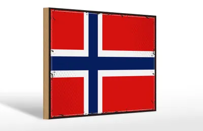 Produktbild von Holzschild Flagge Norwegens 30x20cm Retro Flag Norway