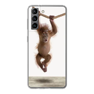 Produktbild von MuchoWow® Handyhülle Schutzhülle Hülle für Samsung Galaxy S21 Affe - Tiere - Kinder - Orang Utan - Jungen - Mädchen Silikon Softcase Handy Hülle - Softcase