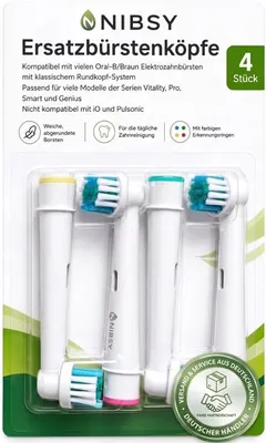 Produktbild von 4 Stück NIBSY Aufsteckbürsten kompatibel mit Oral B, weiß