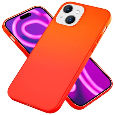 Image de Housse Neon pour iPhone 15 Plus Housse silicone Coloré Slim Case Housse téléphone portable Soft Orange