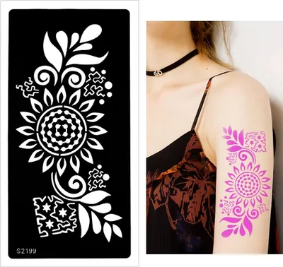 Produktbild von Henna Tattoo Schablone Airbrush Stencil Blumen
