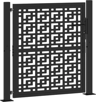 Obrázok produktu pre Záhradná brána čierna 100x100 cm oceľový krížový dizajn