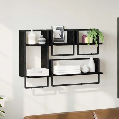 Obrázek produktu pro Maison Exclusive - Sada nástěnných polic 4 ks, černý dubový vzhled, 65 x 25 x 30 cm