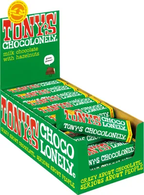 Produktbild von Tony's Chocolonely - Schokolade Tony Chocolonely Haselnut Bar 47gr | Stück A 47 Gramm | 35 Stücke