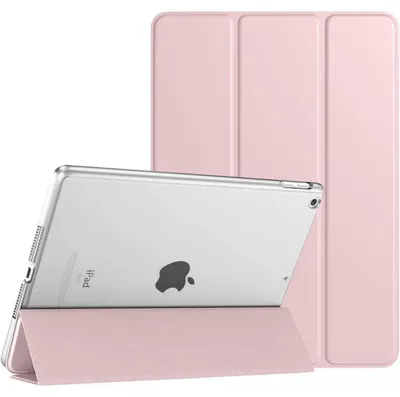 Immagine prodotto di Custodia protettiva per iPad da 10,2 pollici, trasparente, rosa chiaro, Smart Cover con funzione di accensione/spegnimento automatico e supporto pieghevole