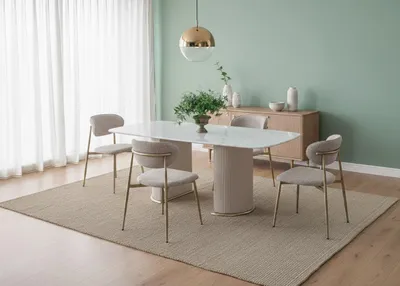 Produktbild von Stilvolles 5-tlg. Esszimmer-Set mit Tisch und 4 Stühlen