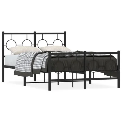 Zdjęcie produktu dla vidaXL Rama łóżka z wezgłowiem i podnóżkiem metalowa czarna 120x200 cm