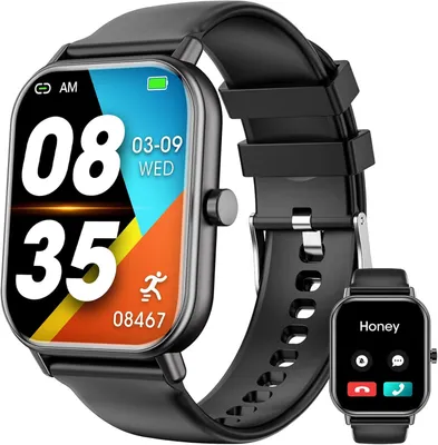 Produktbild von Smartwatch, 1,85-Zoll, Bluetooth-Anruf & Nachrichten, wasserdicht IP67, über 110 Sportarten, Schrittzähler, Herzraten- & Sauerstoffsättigungsmonitor