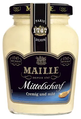 Zdjęcie produktu dla Maille – musztarda o średniej ostrości, delikatnie pikantna, kremowa, klasyczna, 200 ml