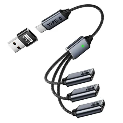 Produktbild von USB C Splitter 1 in 3 Out, USB Typ C Verteiler Adapter, Mehrfachstecker für Daten & Laden, USB C Doppelstecker Kabel mit Adapter