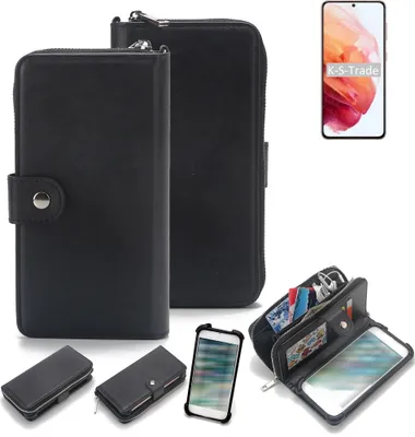 Produktbild von K-S-Trade 2in1 Handyhülle Schutzhülle kompatibel mit Samsung Galaxy S21 5G SD888  & Portemonnee Cover Handy Hülle Case Etui Geldbörse Wallet