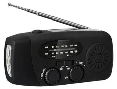 Produktbild von Emporia Solar Kurbelradio integrierte LED-Taschenlampe Powerbank 2000mA/h schwarz