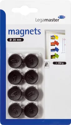 Immagine prodotto di Magnete adesivo 20 mm 8 pezzi nero Confezione da 10 pezzi
