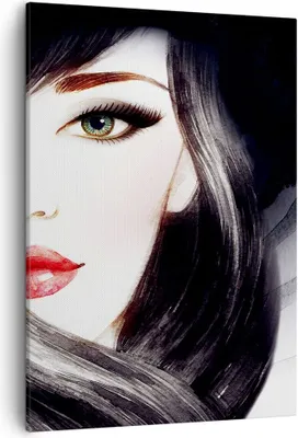 Produktbild von Bild auf Leinwand - Leinwandbild - Einteilig - Frau Gesicht - 50x70cm - Wand Bild - Wanddeko - Wandbilder - Leinwanddruck - Kunstdruck - Wanddekoration - Leinwand bilder - Wandbild - PA50x70-3779