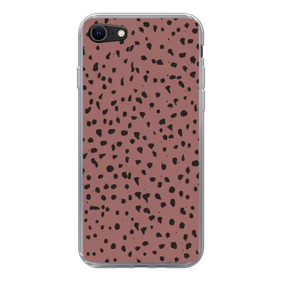 Produktbild von MuchoWow® Handyhülle Schutzhülle Hülle für iPhone SE 2020 Polka dots - Muster - Schwarz Silikon Softcase Handy Hülle - Kartenbesitzer