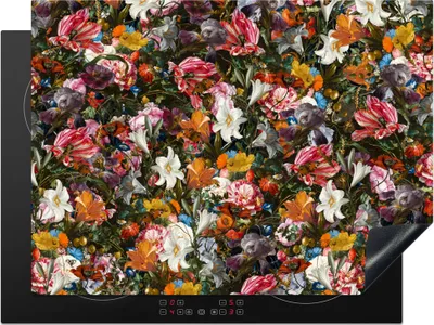 Produktbild von KitchenYeah© Herdabdeckplatte Blumen - Schmetterling - Design - Kunst - Abstrakt - Malerei - Alte Meister , 70x52cm, Küche Deko, Glaskeramikkochfeld Herdabdeckung, Abdeckplatte fùr Kochfeld