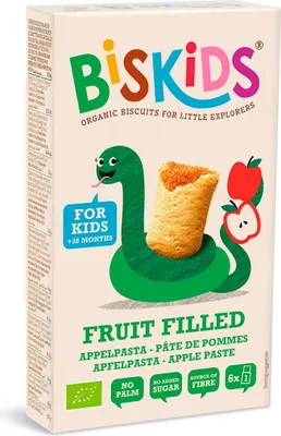 CIASTECZKA Z NADZIENIEM JABŁKOWYM OD 3 ROKU BIO 120 g - BISKIDS