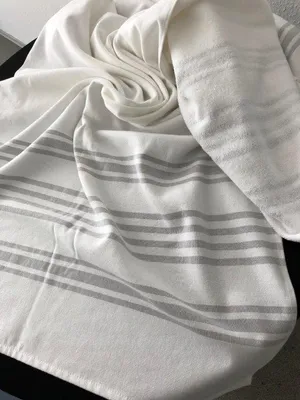 Produktbild von KOCHFESTES Hamamtuch für Sauna und Wellness, 70x180 cm, Saunatuch Saunalaken, weiß grau Hamamtuch