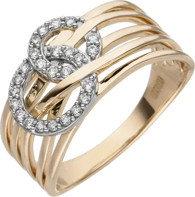 Produktbild von Gr. 58 Damen Ring breit 585 Gold Gelbgold 25 Diamanten Brillanten
