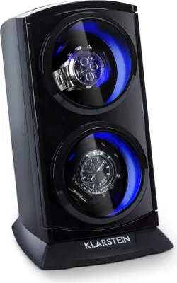 Produktbild von Klarstein Uhrenbeweger, Automatik-Uhrenbeweger, Watch Winder, Uhrenbeweger für Automatikuhren, Leiser Automatischer Uhrenbeweger, Platz für 2 Uhren, LED Beleuchtung, 3 Drehmodi, 4 Rotation, Schwarz