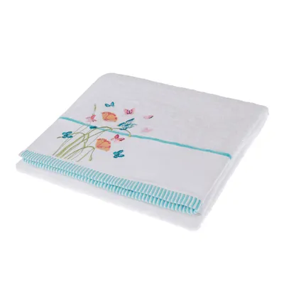Produktbild von HOMESCAPES Frottee Duschtuch mit Bestickung Schmetterlinge Handtuch 70x120cm – weiß